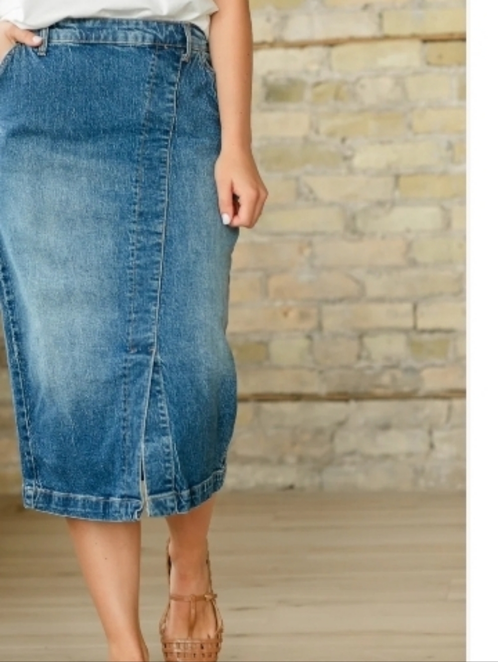 Women's Denim Midi Skirt in Blue